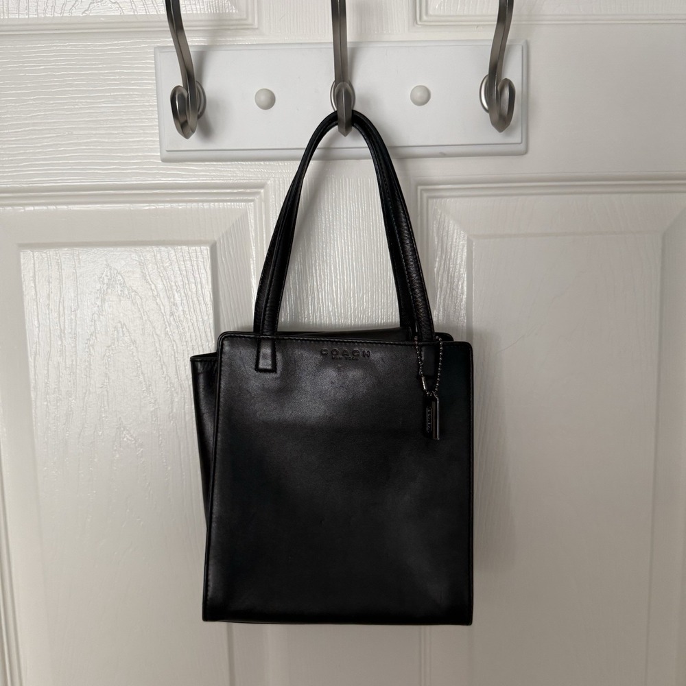 Vintage Coach Black Mini Tote Top Handle Silver Hardware 6152 Bag Purse - Picture 16 of 16
